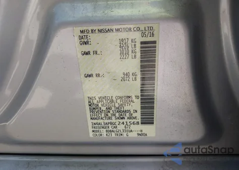 2016 Nissan Altima 2.5 S from USA, damaged, VIN 1N4AL3AP8GC241568